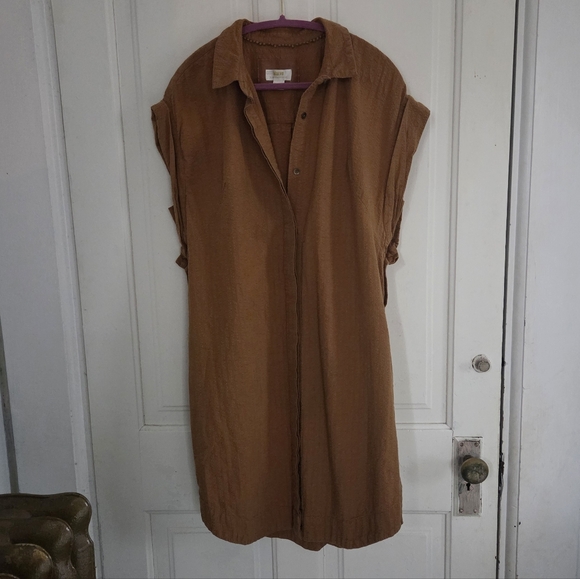 Anthropologie Maeve Brown Button Down Dress - Picture 3 of 16